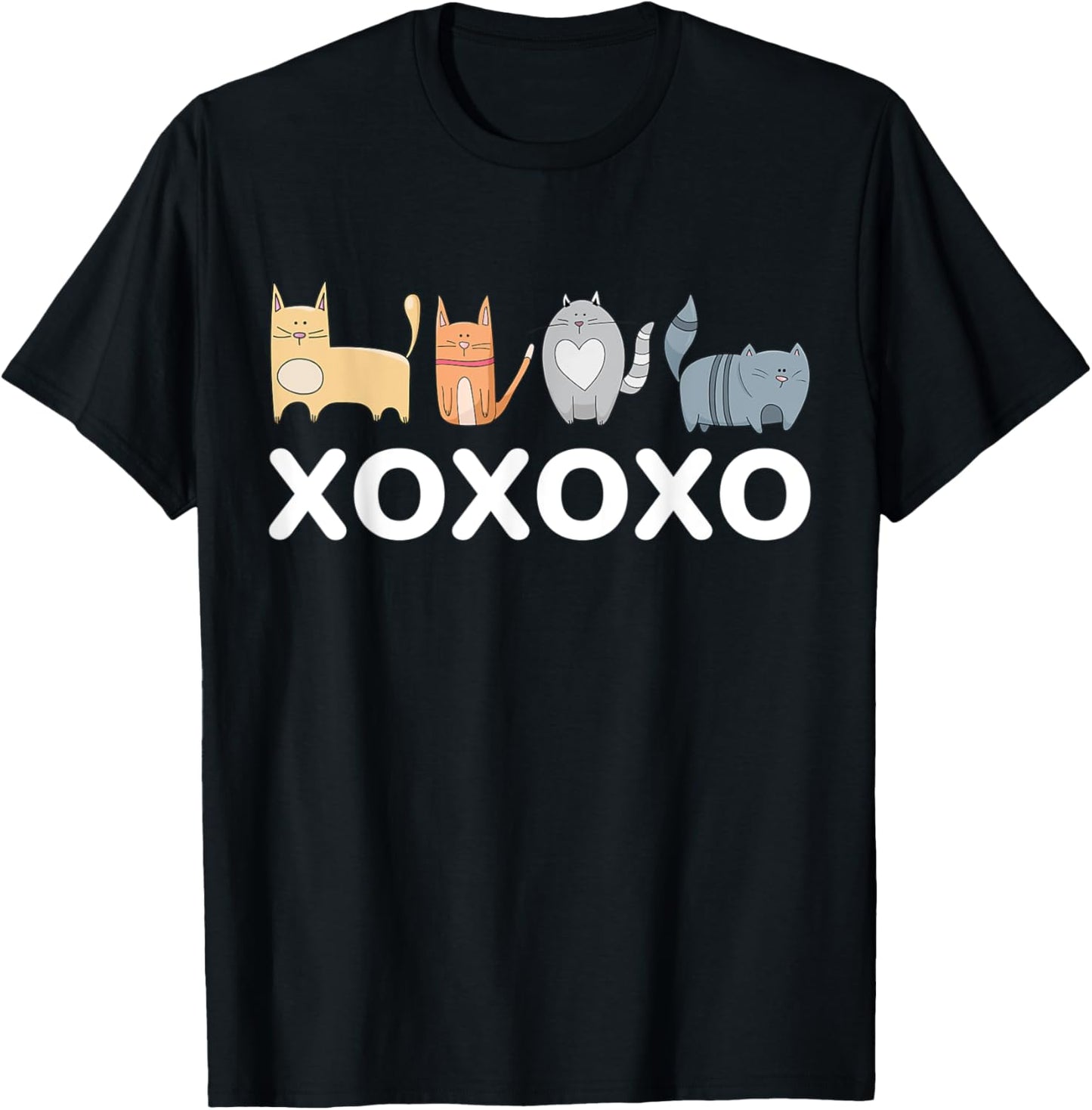 Cute Cat XOXOXO Design Women Kids T-Shirt - T-Shirt | Black