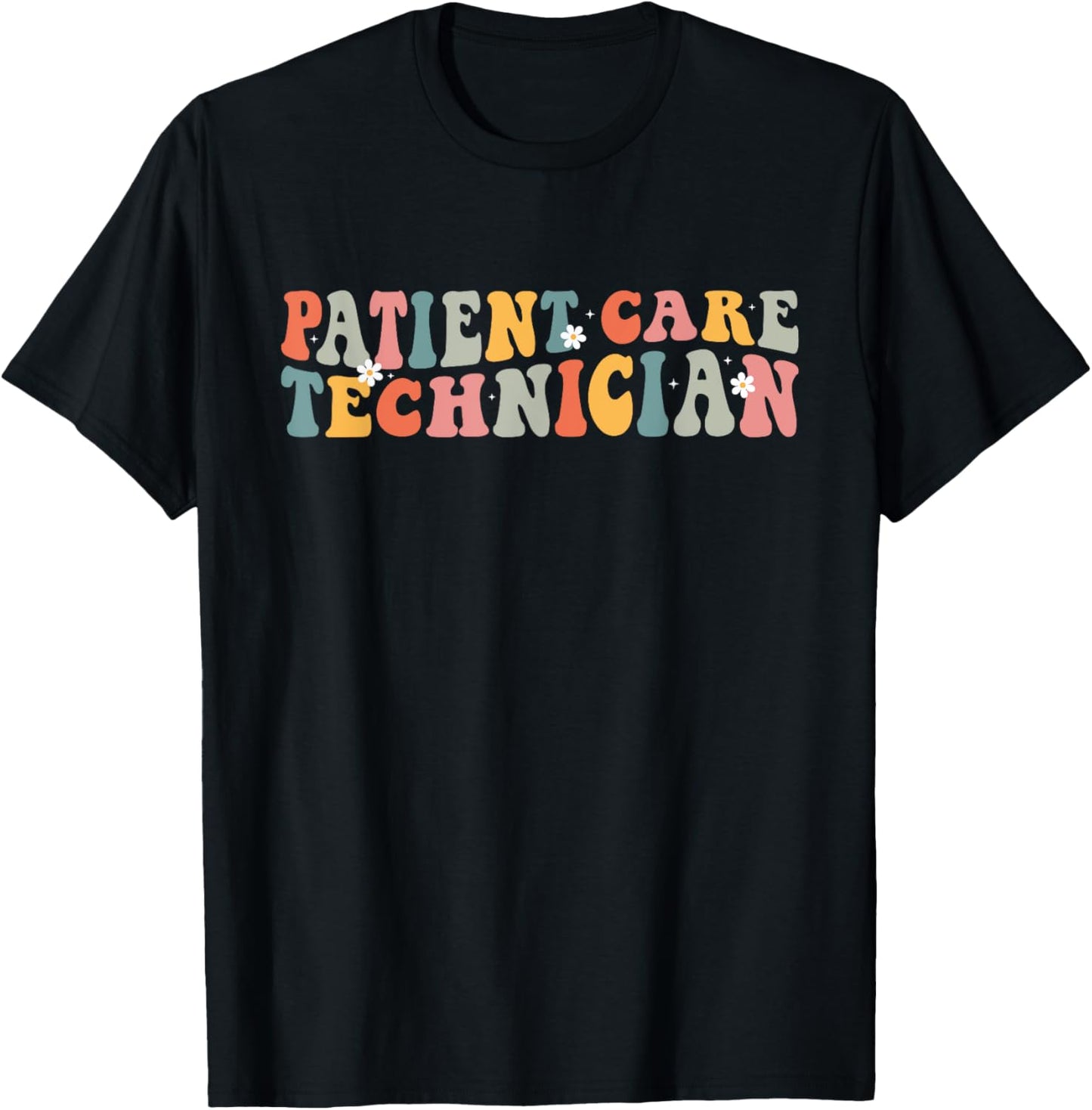 Patient Care Technician PCT Patient Care Tech Retro Groovy T-Shirt - T-Shirt | Black