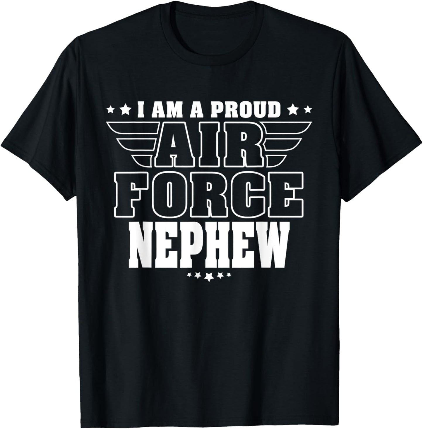 Proud Air Force Nephew Patriotic Pride Military Family Kids Men T-Shirt - T-Shirt | Black