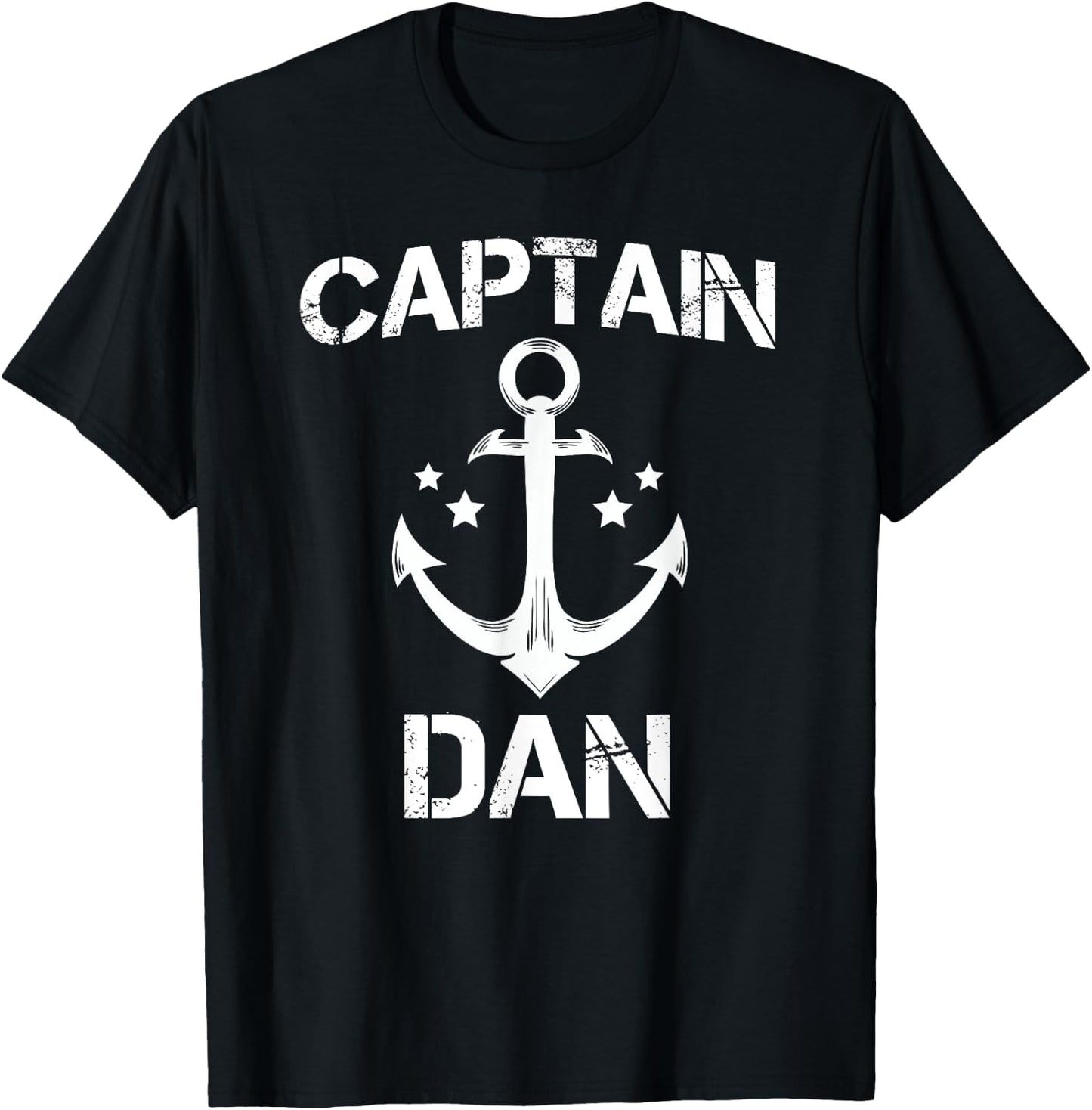 CAPTAIN DAN Funny Birthday Personalized Name Boat Gift T-Shirt - T-Shirt | Black