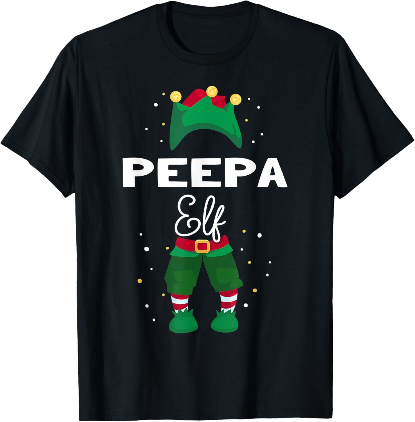 Funny Christmas Tree Lights Ugly Sweater PEEPA Elf T-Shirt - T-Shirt | Black
