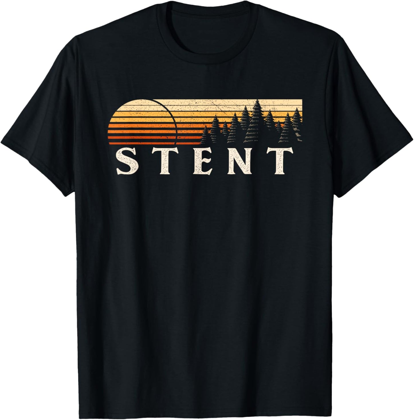 Stent, CA Vintage Evergreen Sunset Eighties Retro T-Shirt - T-Shirt | Black