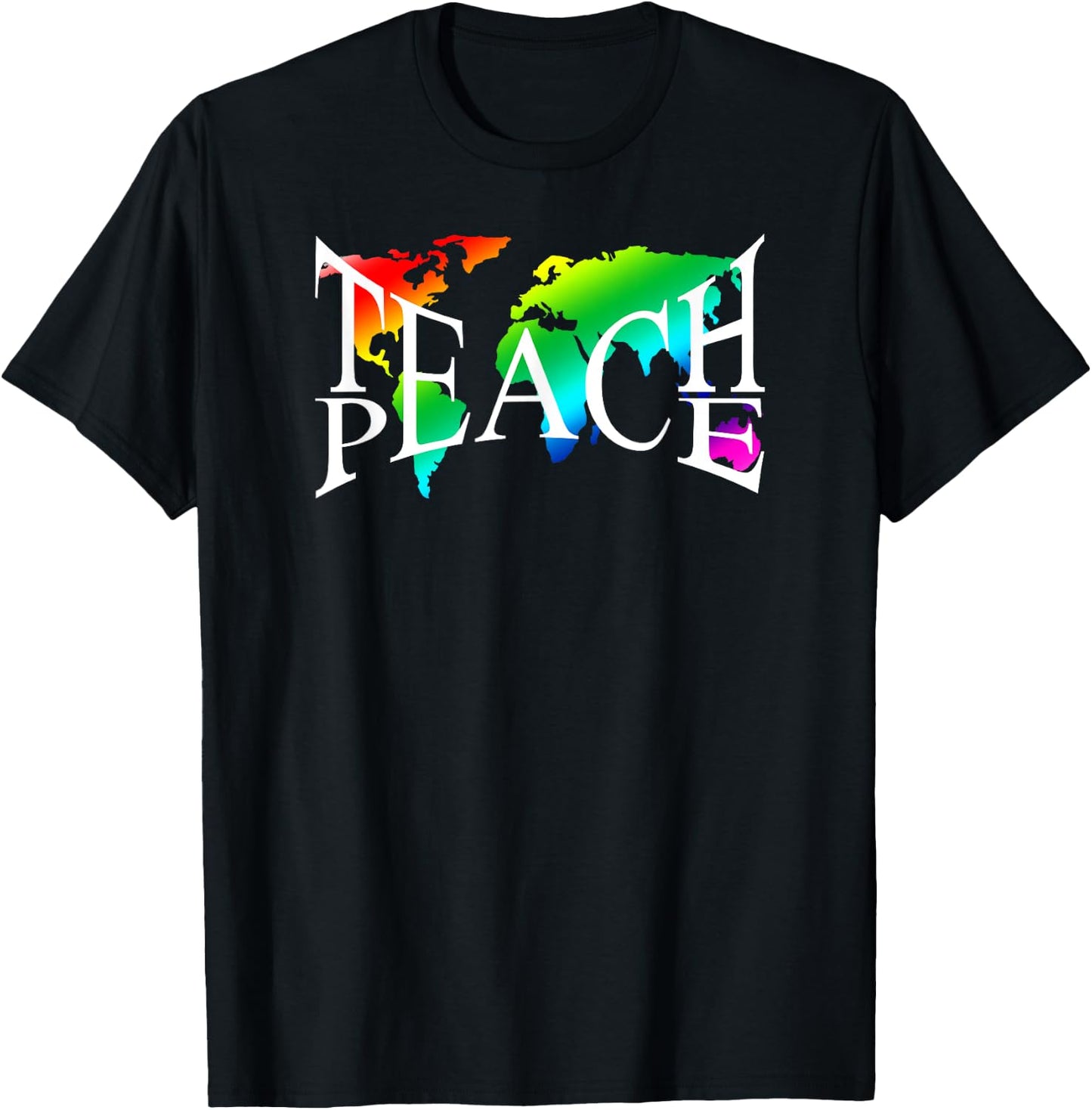 Teach Peace I Earth Peace Sign Hippie T-Shirt - T-Shirt | Black