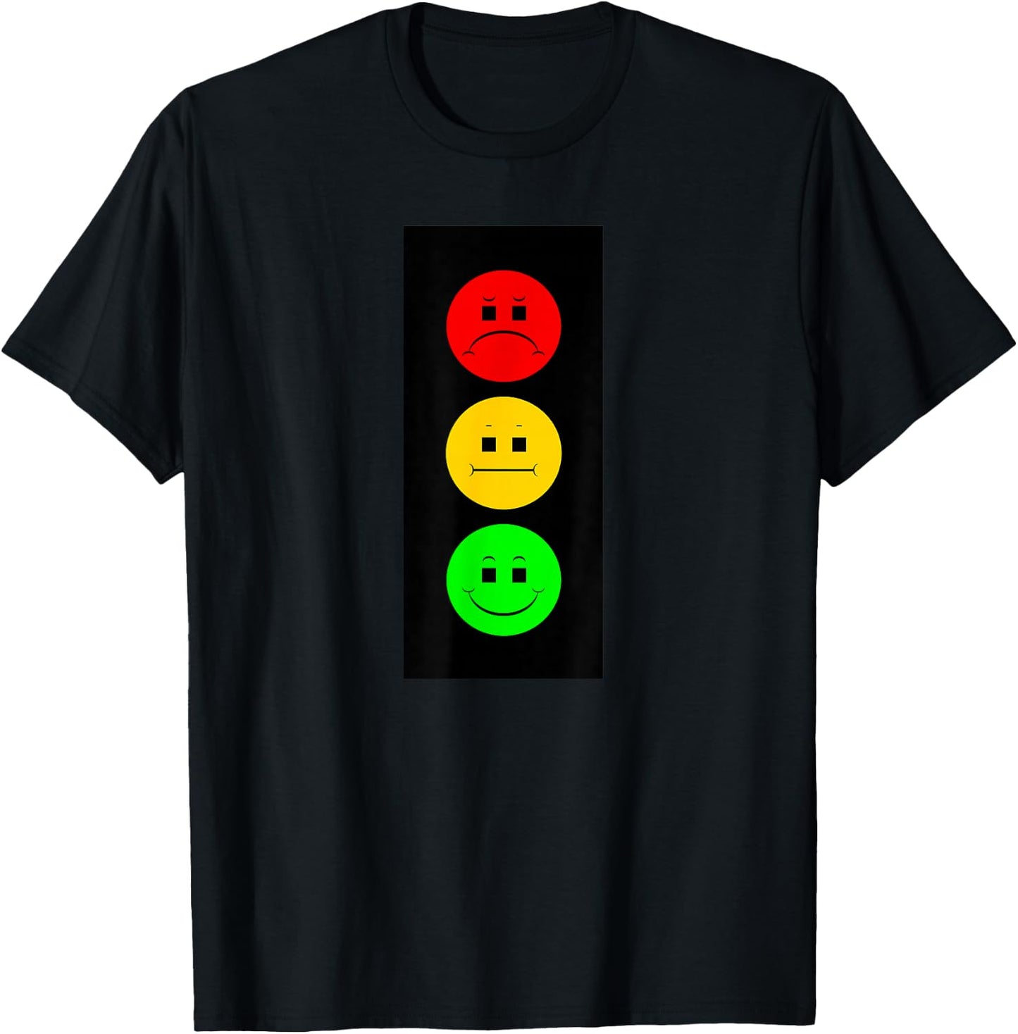 Moody Stoplight Traffic Signal Faces Funny Stop Light T-Shirt - T-Shirt | Black