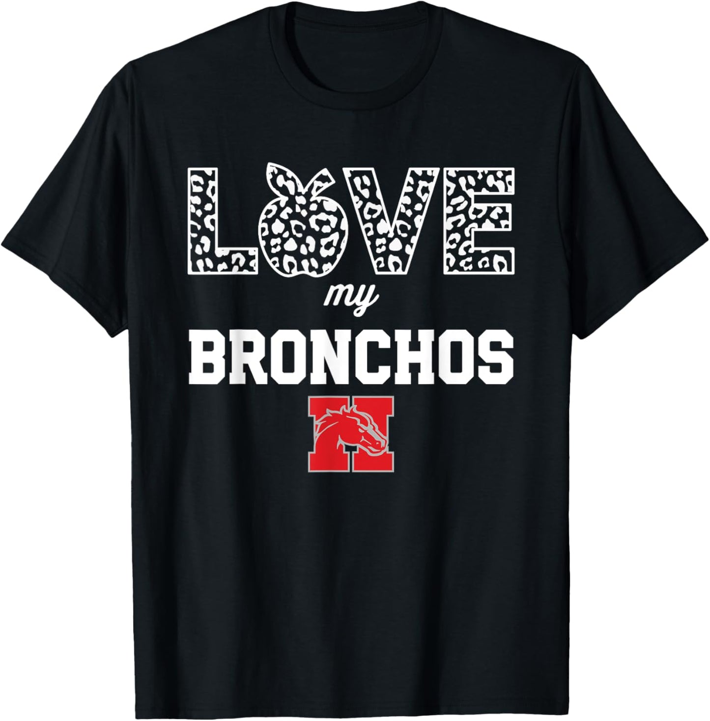 Holly Bronchos Logo Love My Team HS T-Shirt - T-Shirt | Black