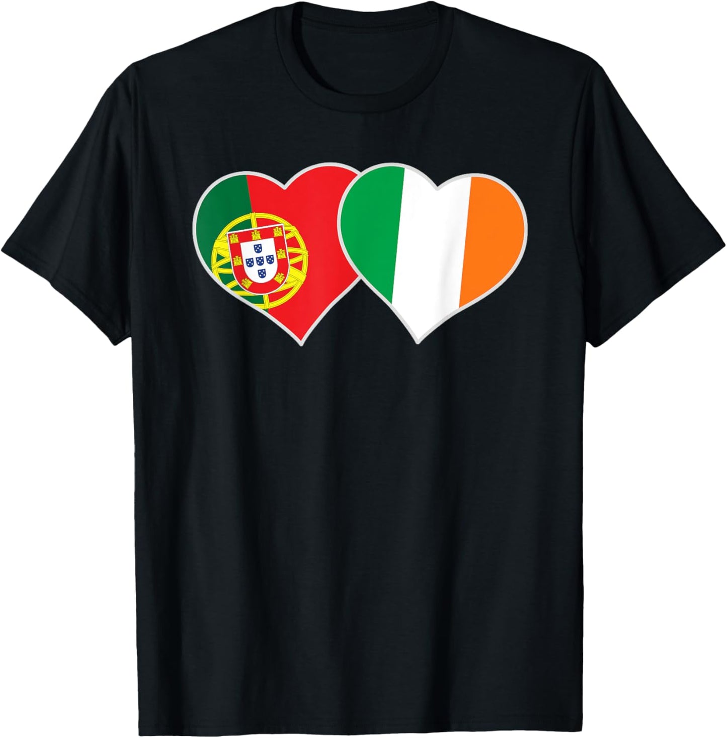Portuguese Irish Flag Heart Portugal Ireland T-Shirt - T-Shirt | Black