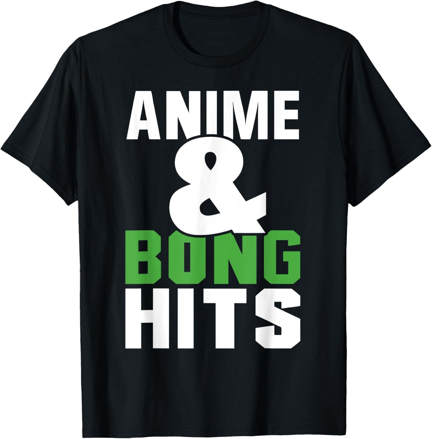 Anime And Bong Hits - Kuwaii Art Asian Animation Style Weed T-Shirt - T-Shirt | Black