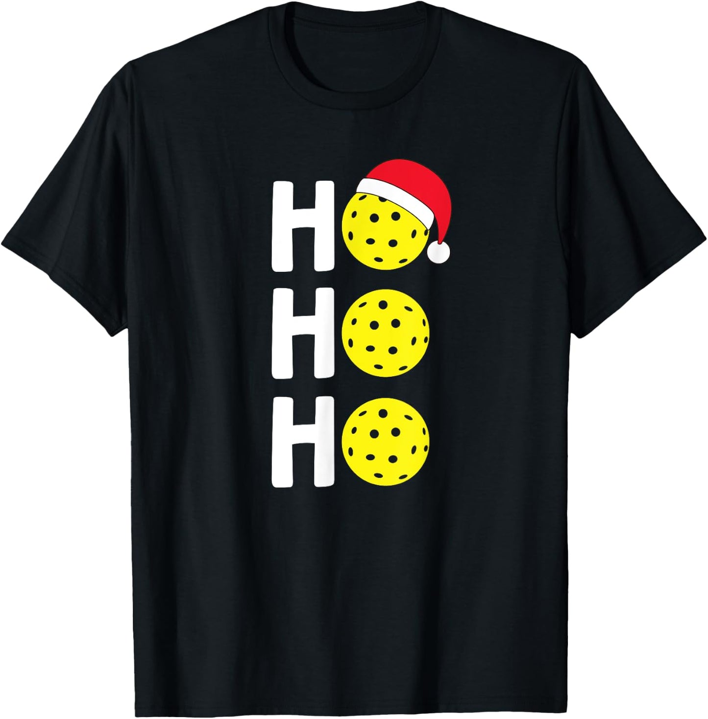 Christmas Pickleball T Shirt Santa Hat Holiday Ho T-Shirt - T-Shirt | Black