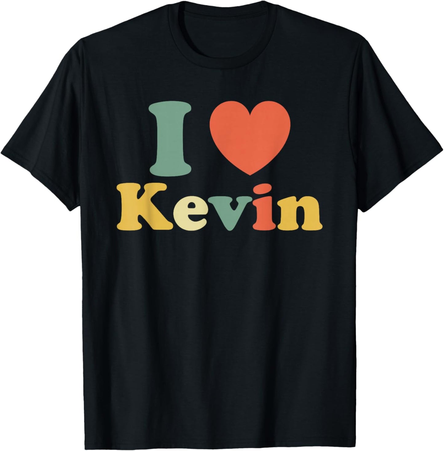 I Love Kevin, I Heart Kevin, Red Heart Valentine T-Shirt - T-Shirt | Black
