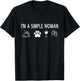 Cute I'm A Simple Woman Coffee Dog Paw Wine And Flip Flops T-Shirt - T-Shirt | Black