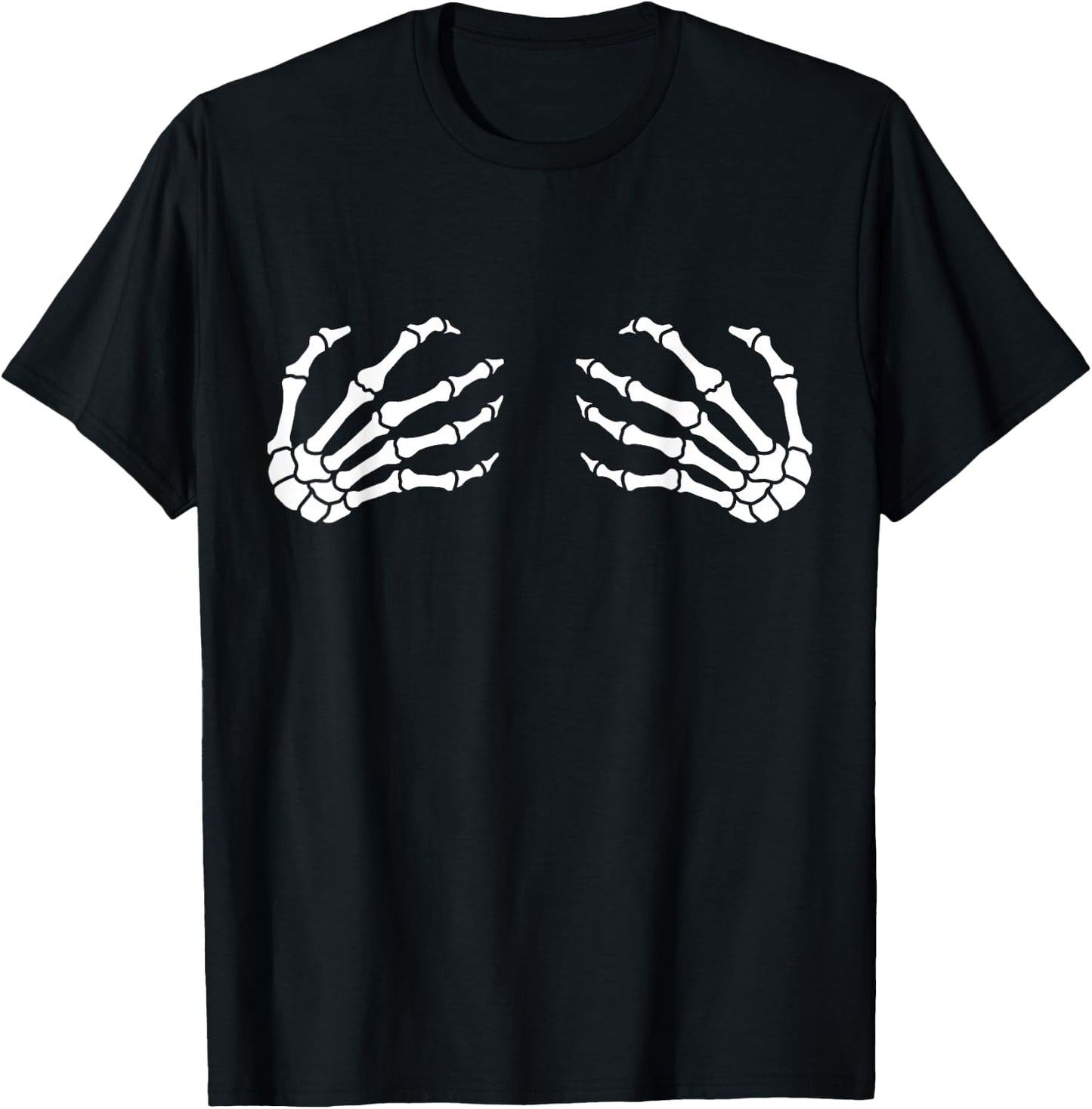 Halloween, Skeleton Hands, Boobs, Funny T-Shirt - T-Shirt | Black