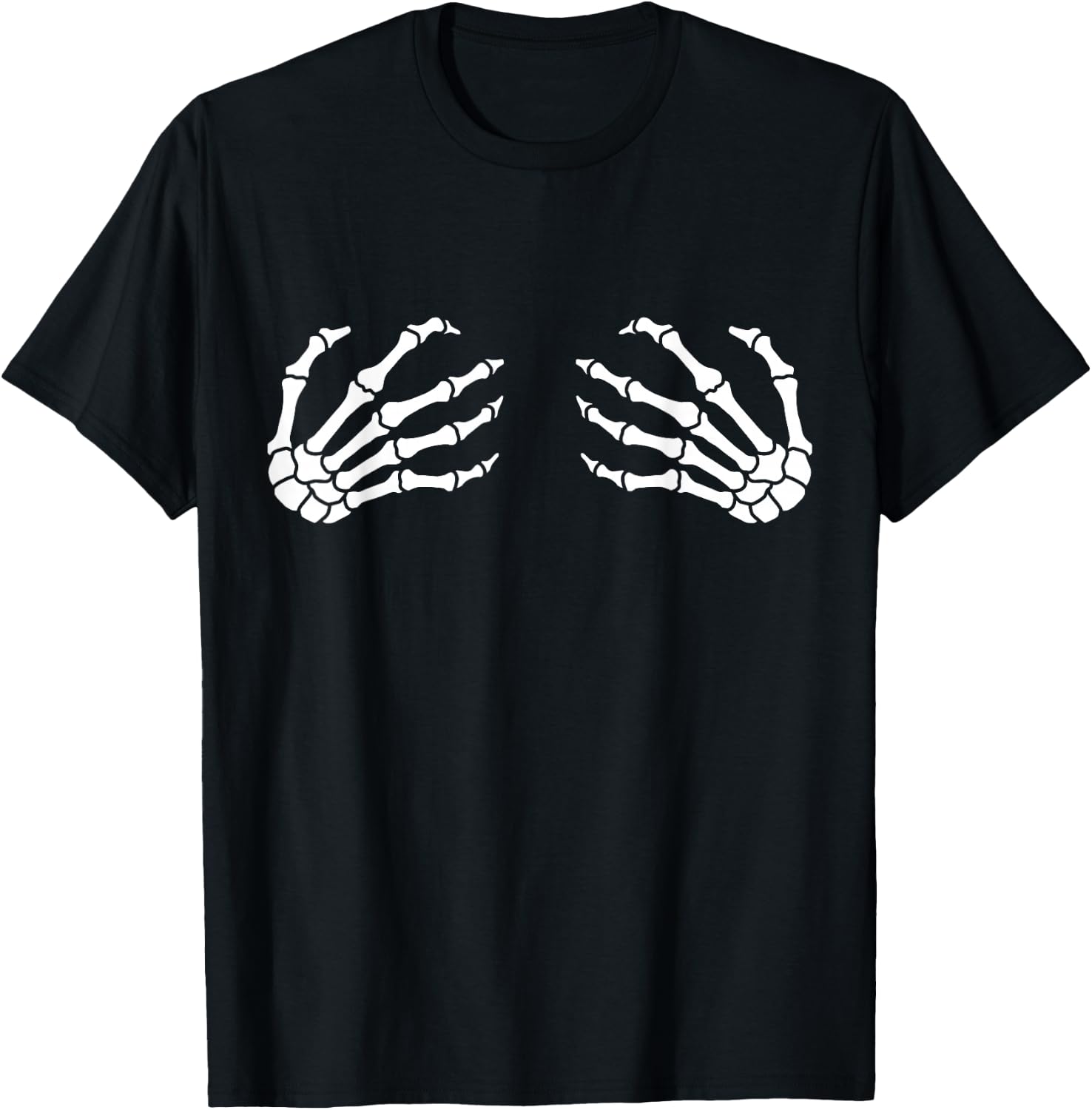 Halloween, Skeleton Hands, Boobs, Funny T-Shirt - T-Shirt | Black