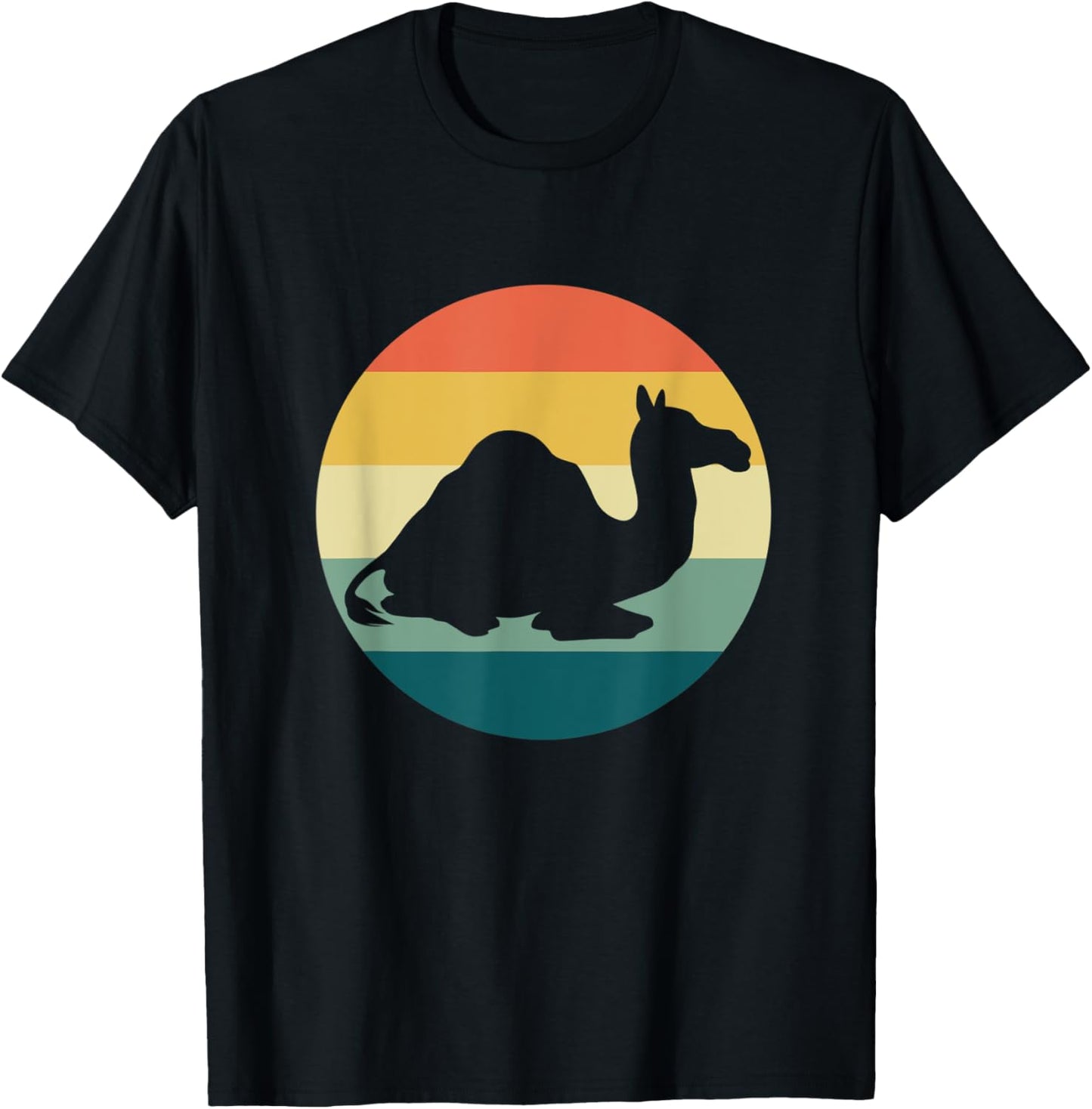 Lustiges Kamel Vintage Wüste Landschaft Wildlife Tier T-Shirt - T-Shirt | Black