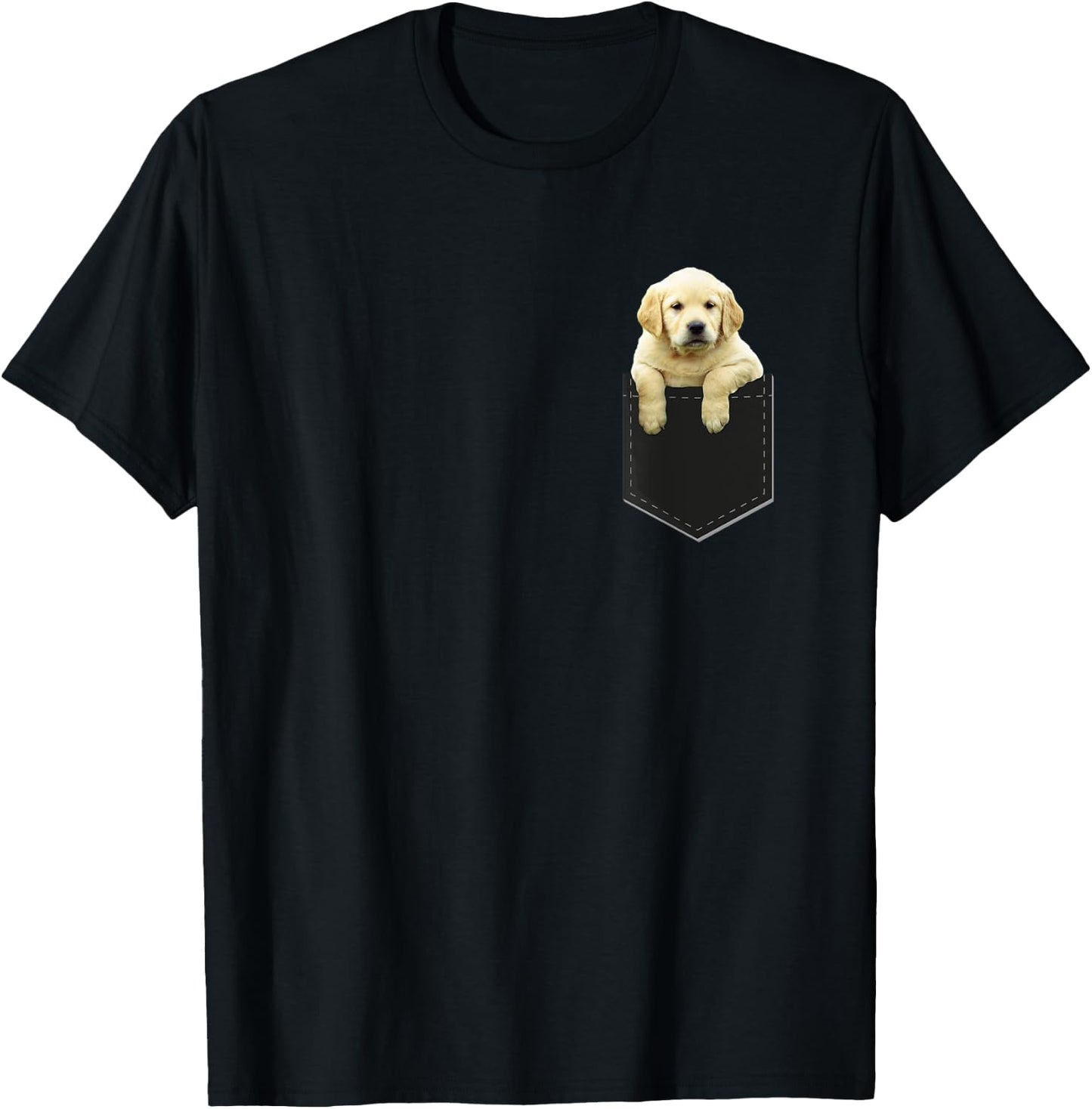 Golden Retriever In Pocket T Shirt Puppy Dog in Your Pocket Women Kids T-Shirt - T-Shirt | Black