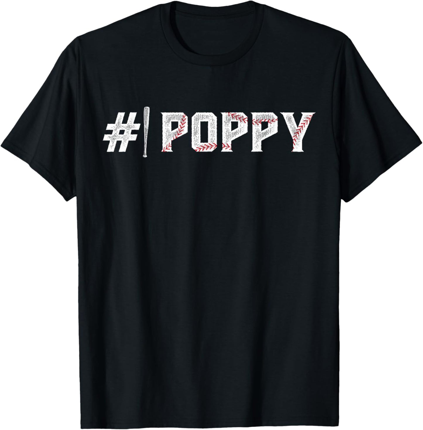 #1 Poppy Baseball Poppy Of A Baseball Player Poppy T-Shirt - T-Shirt | Black