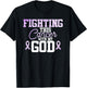 Christian Fighting Cancer Awareness Quote Purple Ribbon T-Shirt - T-Shirt | Black