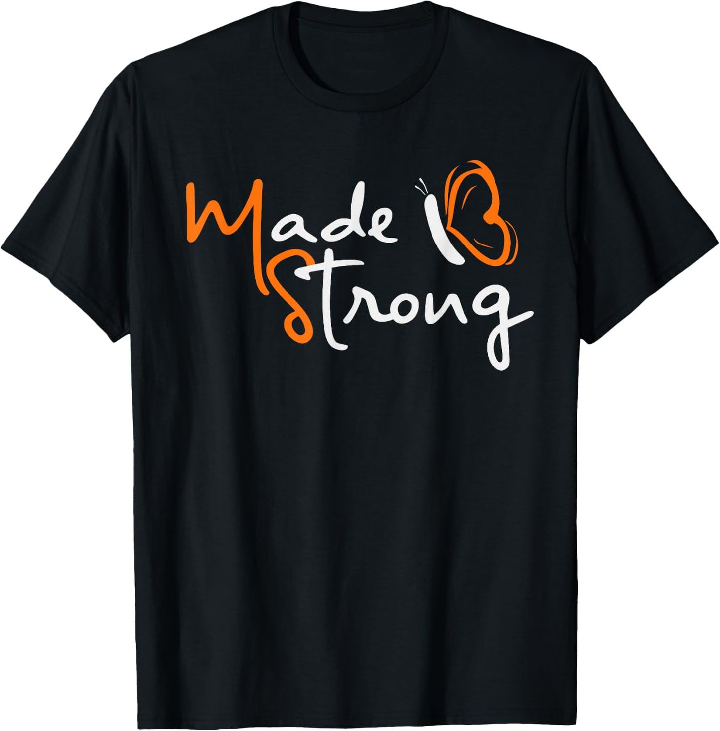 Multiple Sclerosis Awareness Orange Ribbon Butterfly Shirt T-Shirt - T-Shirt | Black