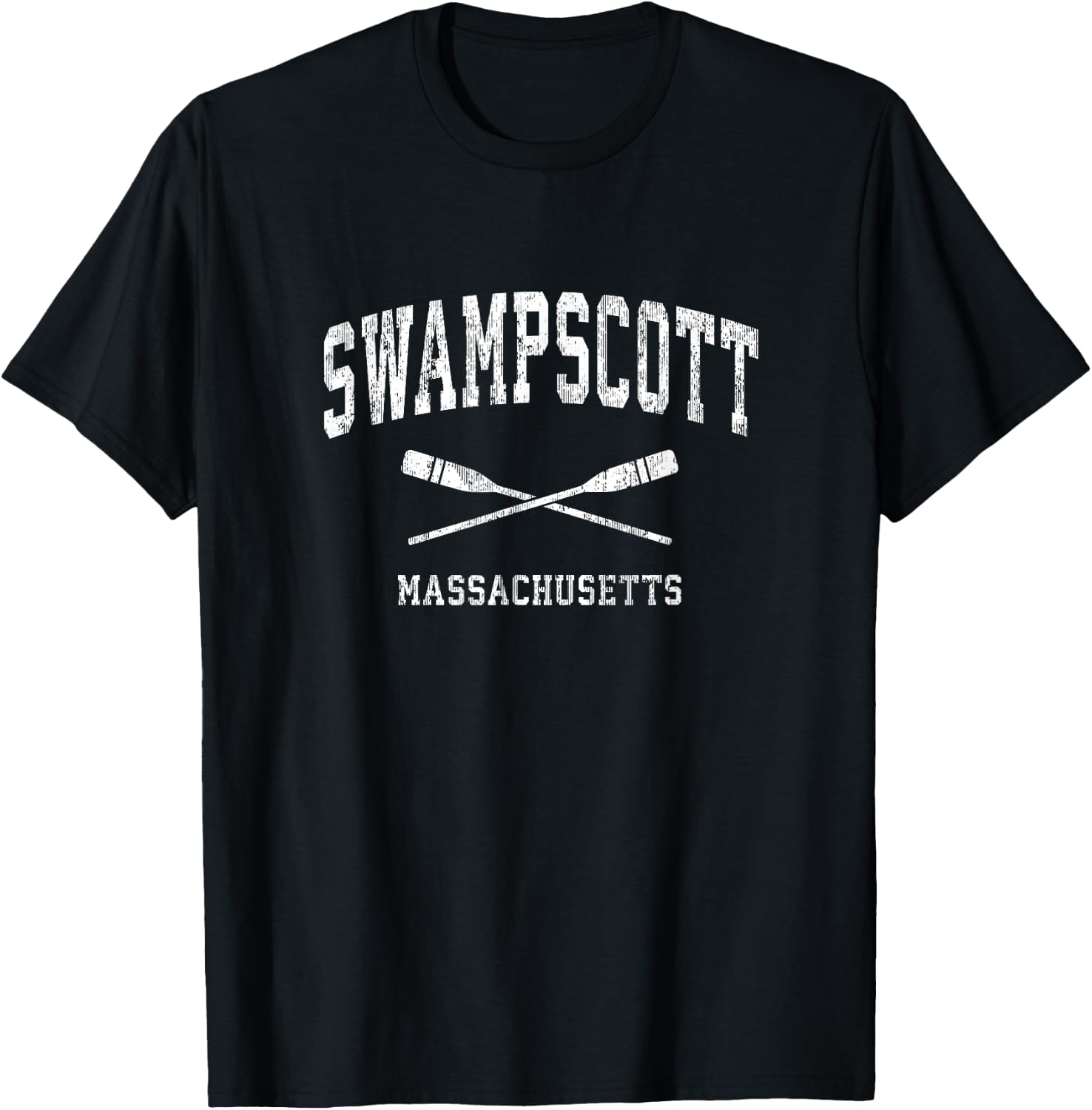 Swampscott Massachusetts Vintage Nautical Paddles Sports Oar T-Shirt - T-Shirt | Black