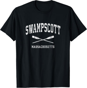 Swampscott Massachusetts Vintage Nautical Paddles Sports Oar T-Shirt - T-Shirt | Black