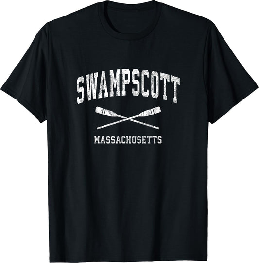 Swampscott Massachusetts Vintage Nautical Paddles Sports Oar T-Shirt - T-Shirt | Black