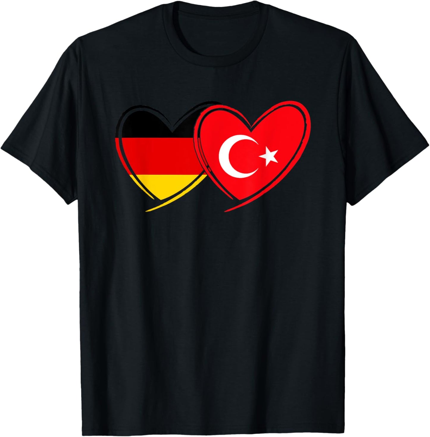 Deutsche Türkische Herz Flagge Deutschland Türkei T-Shirt - T-Shirt | Black