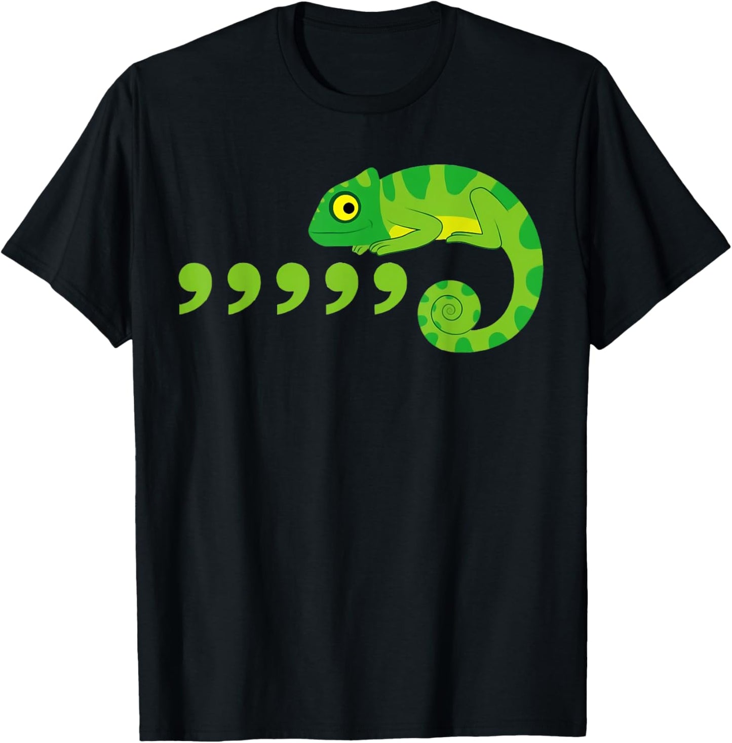 Comma Chameleon Funny 80's Throwback T-Shirt - T-Shirt | Black