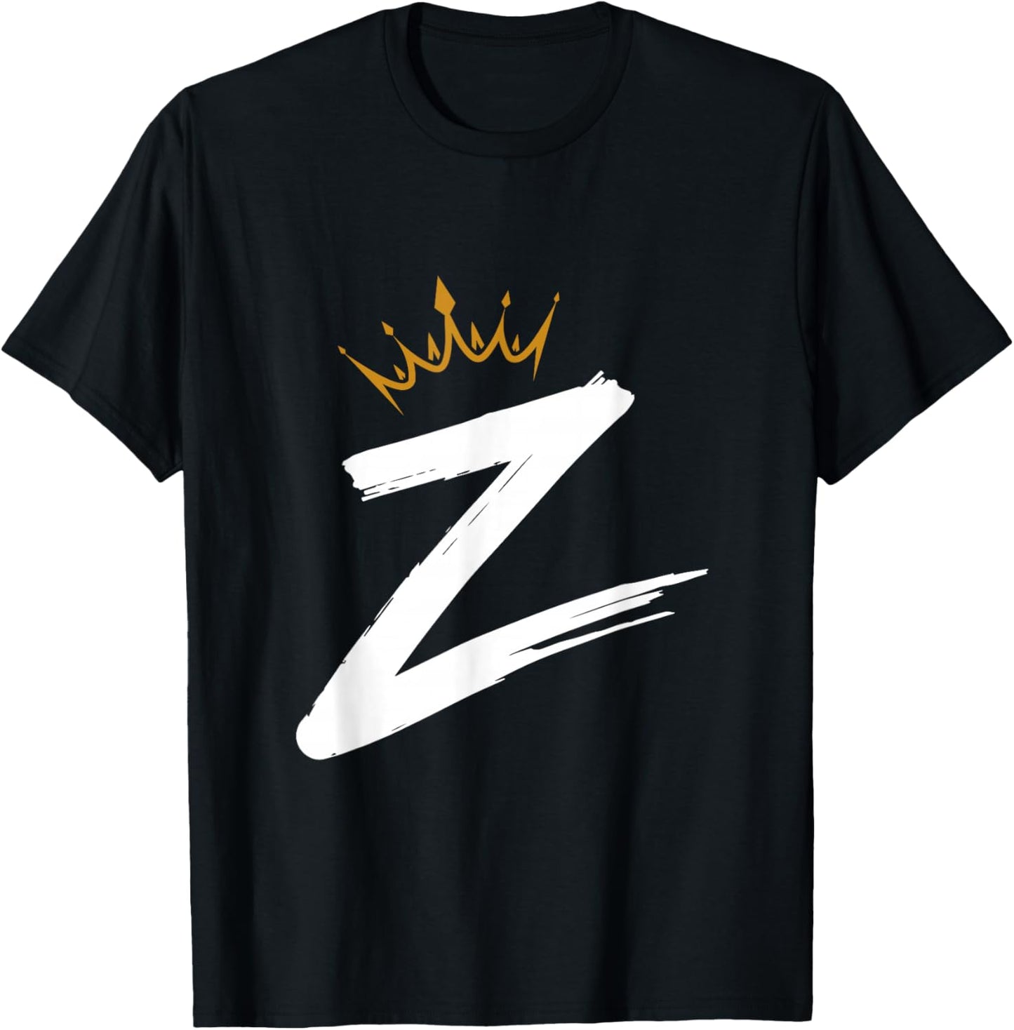 Queen King Letter Z - Favorite Letter With Crown Alphabet T-Shirt - T-Shirt | Black