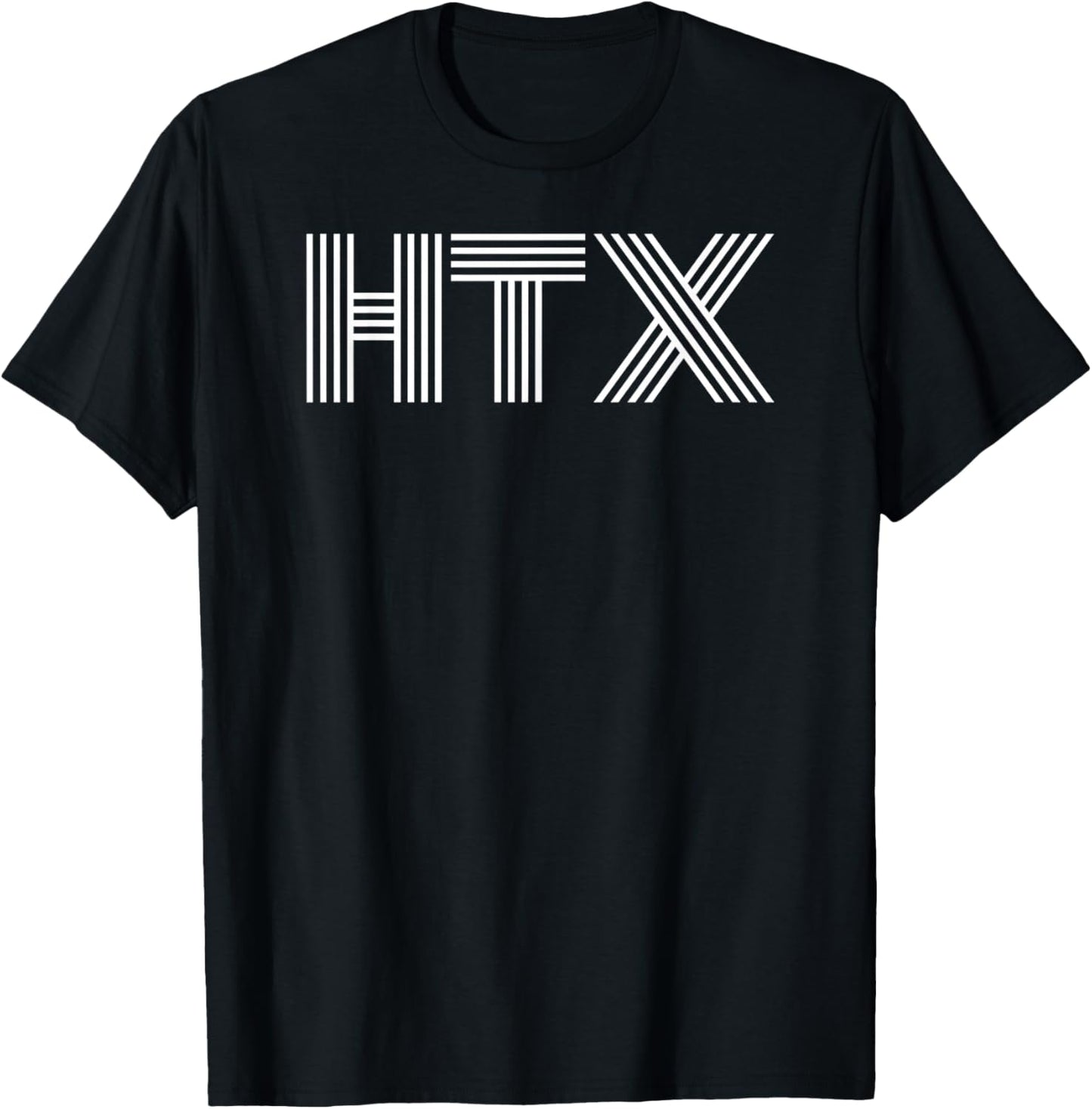 HTX Houston TX Retro Linear Design T-Shirt - T-Shirt | Black