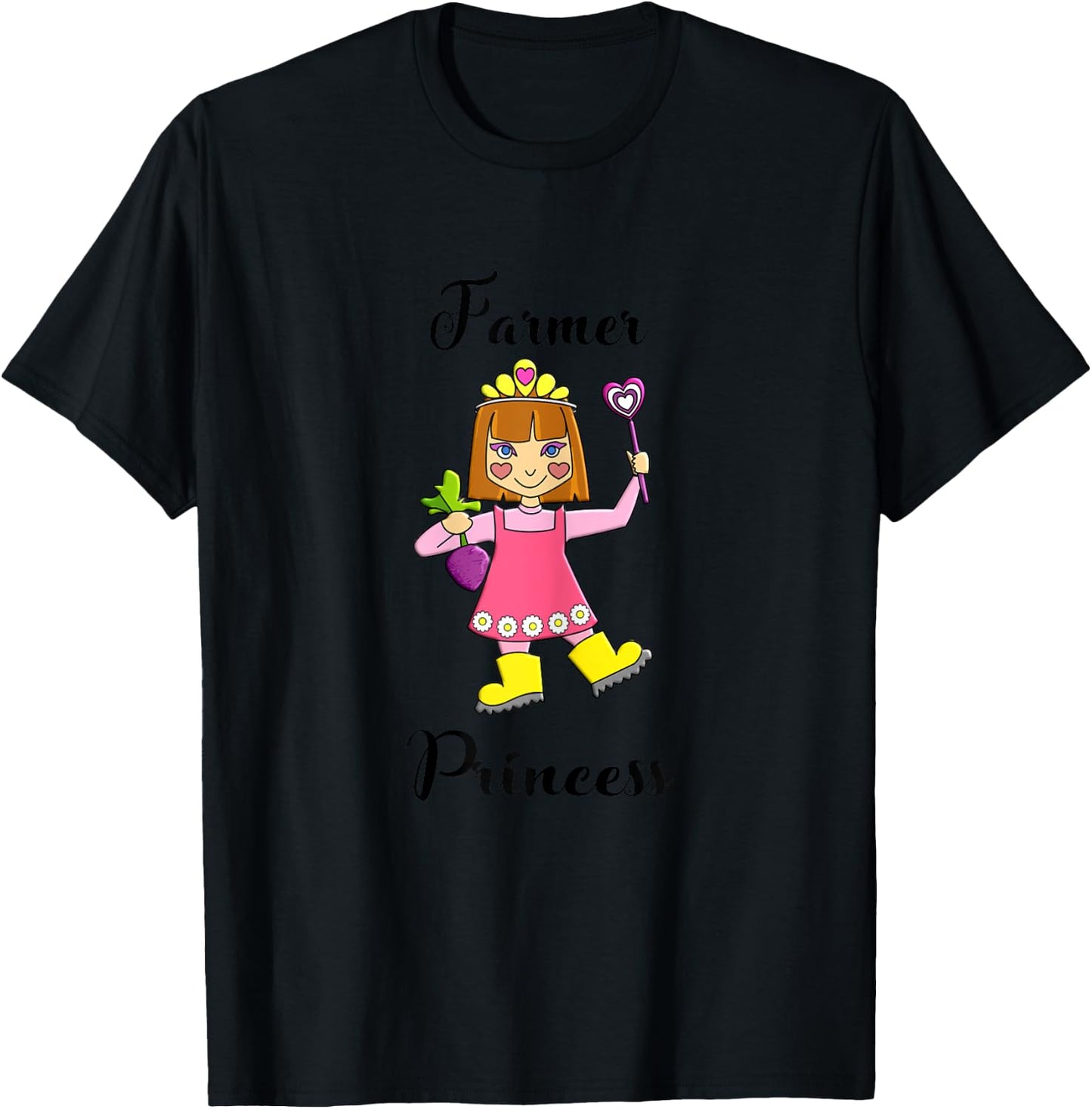 Little Girls Farmer Princess T-Shirt - T-Shirt | Black