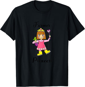 Little Girls Farmer Princess T-Shirt - T-Shirt | Black