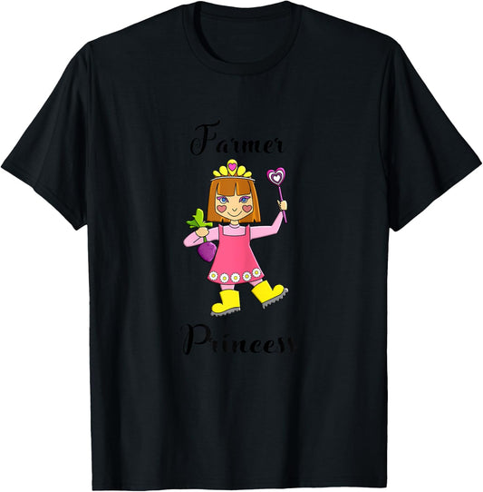 Little Girls Farmer Princess T-Shirt - T-Shirt | Black