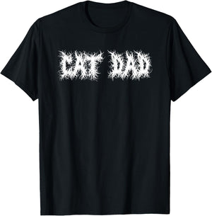 Cat Dad Metalcore Band Metalhead Heavy Death Metal Font Women T-Shirt - T-Shirt | Black