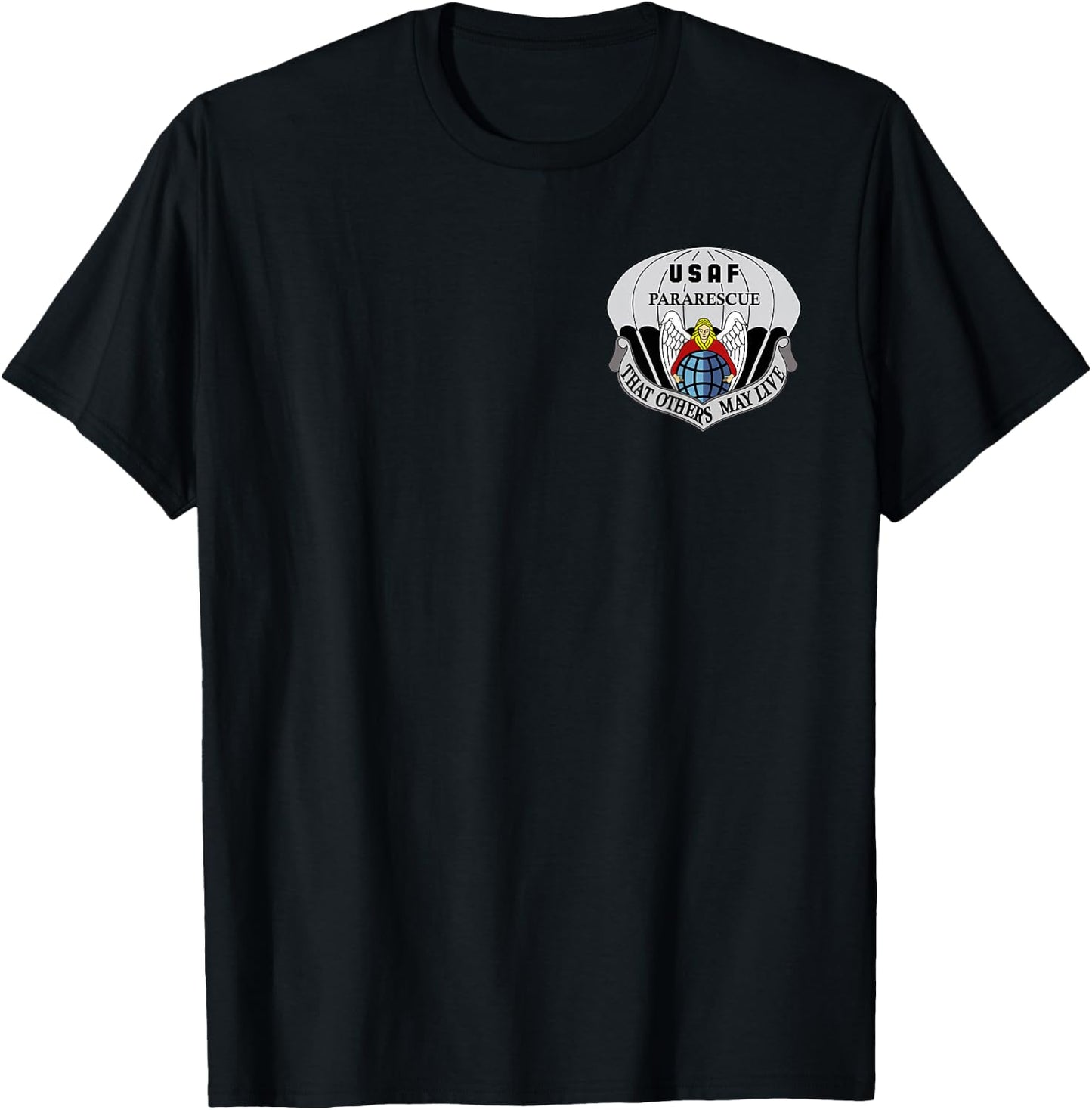 Air Force Pararescue Insignia PJ Military Veteran Patriotic T-Shirt - T-Shirt | Black