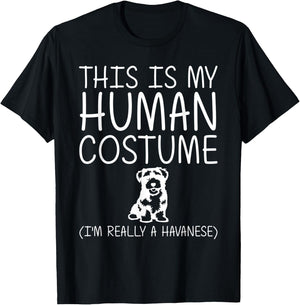 Havanese Easy Halloween Human Costume Dog Pup Puppy DIY Gift T-Shirt - T-Shirt | Black