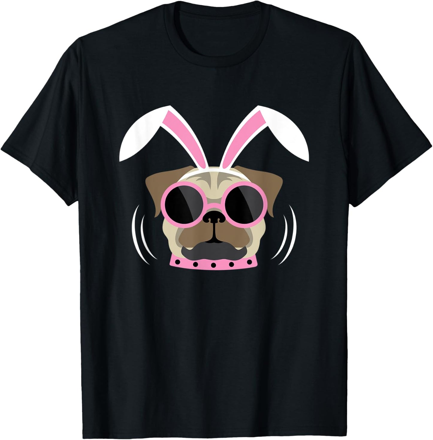 Pugs Bunny Happy Easter Puggy Rabbit Pug Pet Dog Lover Dogs Women Kids T-Shirt - T-Shirt | Black