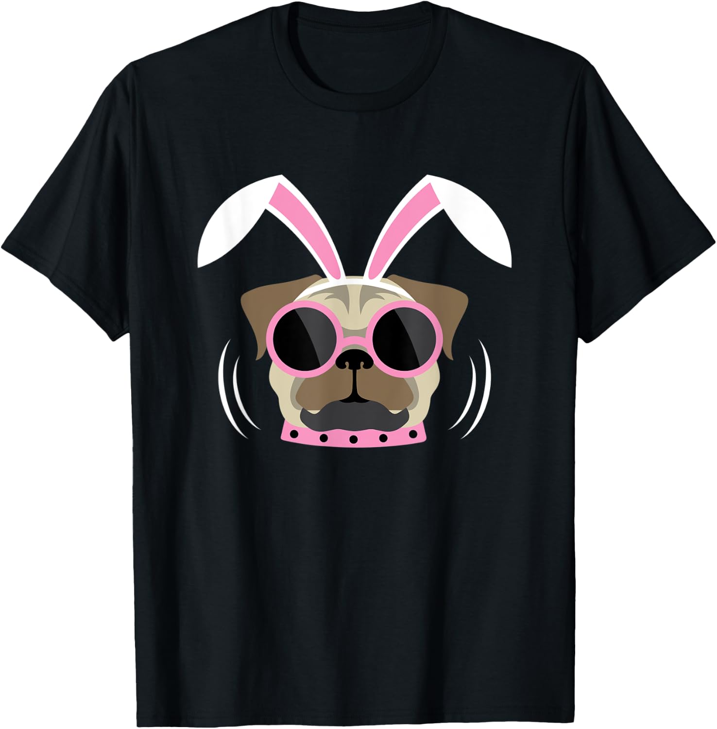 Pugs Bunny Happy Easter Puggy Rabbit Pug Pet Dog Lover Dogs Women Kids T-Shirt - T-Shirt | Black