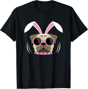 Pugs Bunny Happy Easter Puggy Rabbit Pug Pet Dog Lover Dogs Women Kids T-Shirt - T-Shirt | Black