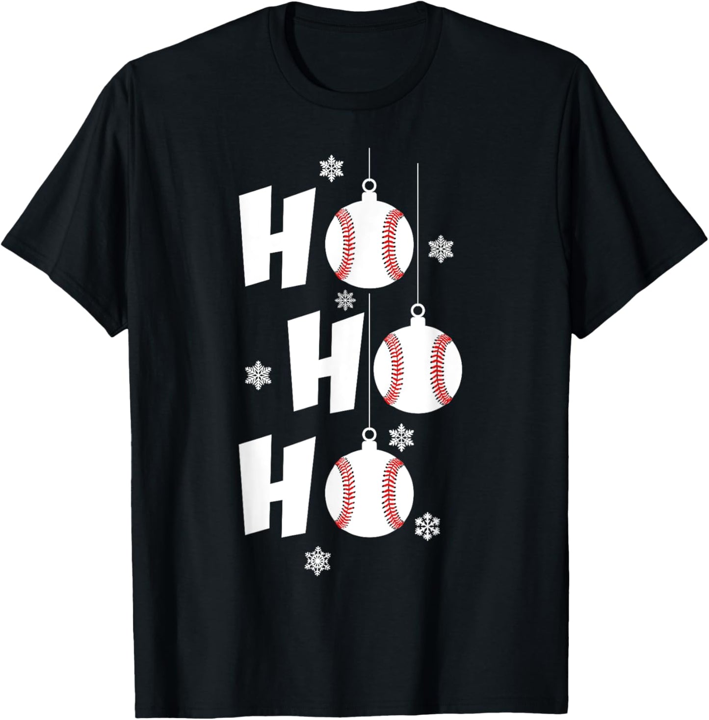 HO HO HO Merry Christmas BASEBALL T-Shirt - T-Shirt | Black