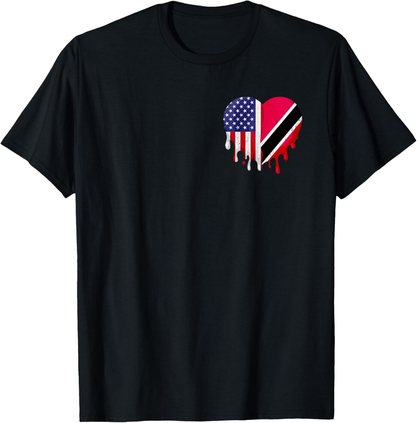 Trinidad & Tobago Heritage American Grown Heart USA Flag T-Shirt - T-Shirt | Black