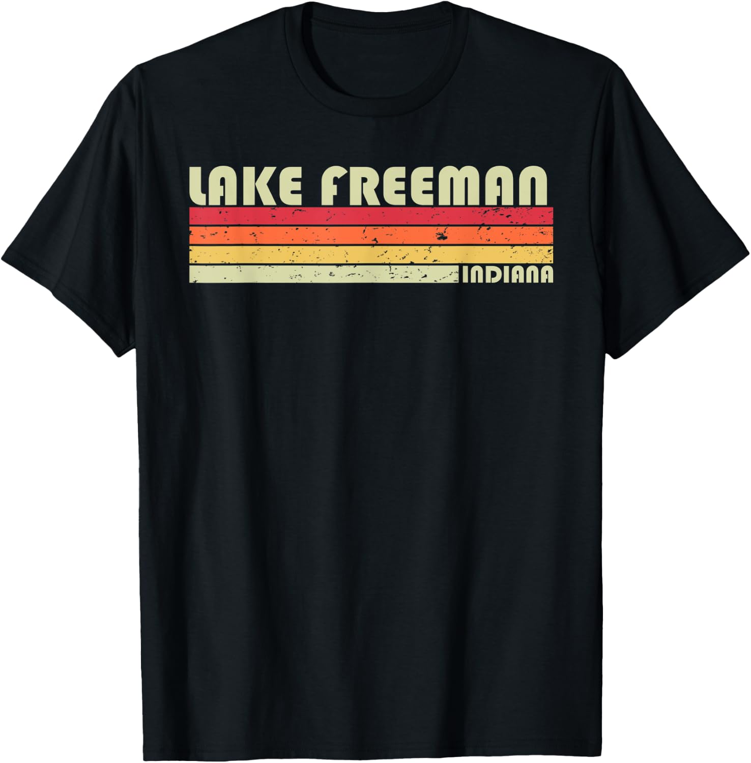 LAKE FREEMAN INDIANA Funny Fishing Camping Summer Gift T-Shirt - T-Shirt | Black