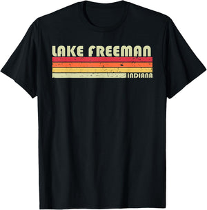 LAKE FREEMAN INDIANA Funny Fishing Camping Summer Gift T-Shirt - T-Shirt | Black