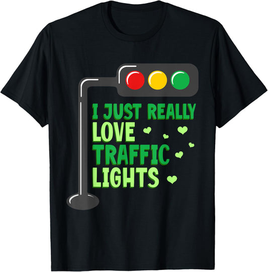 Halloween Traffic Light I Just Really Love Traffic Lights T-Shirt - T-Shirt | Black