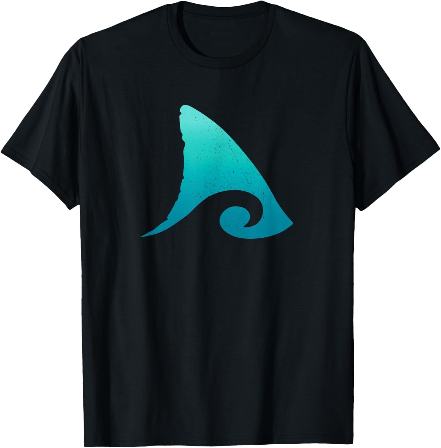 Shark Fin Ocean Wave Design T-Shirt - T-Shirt | Black