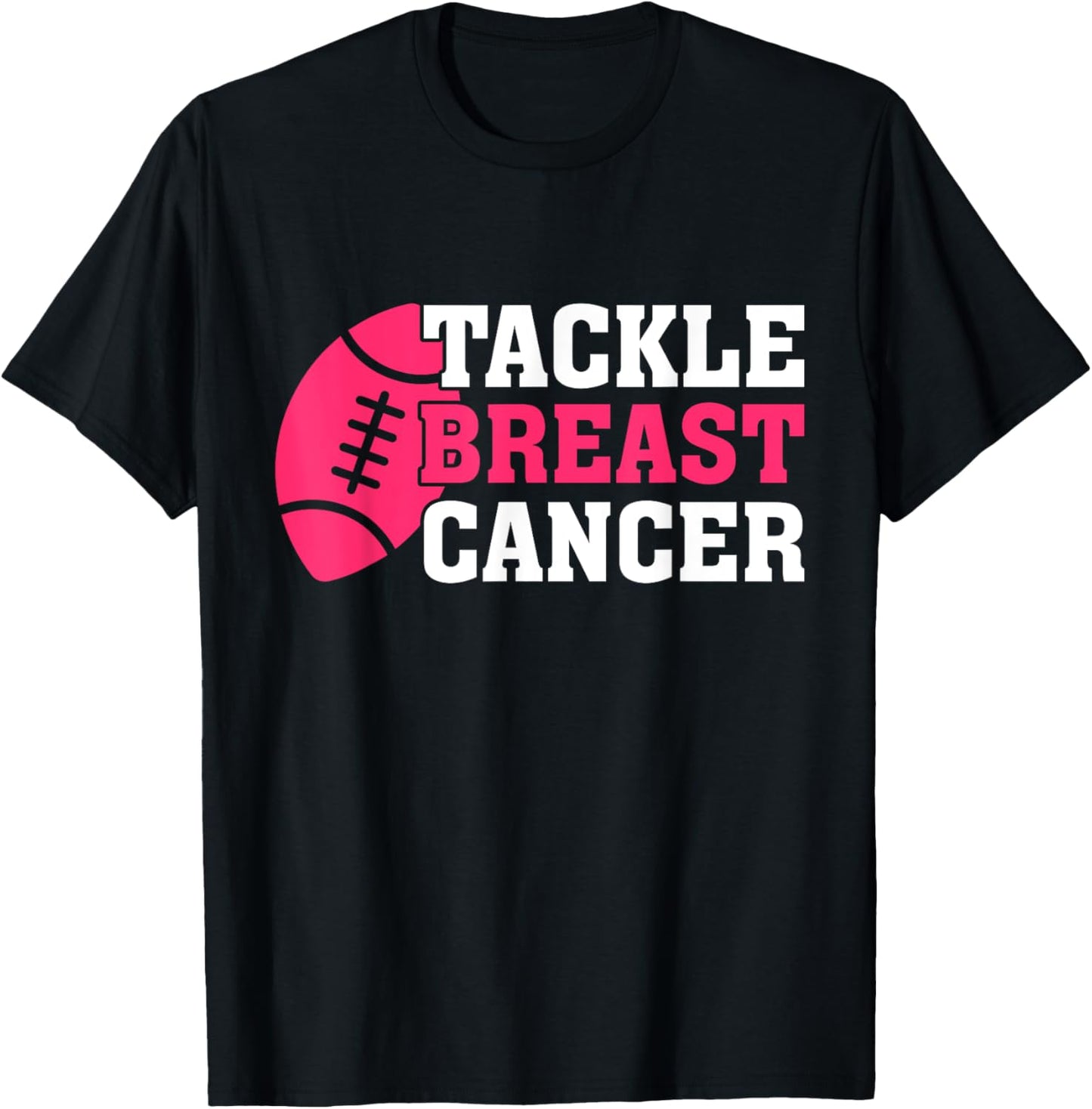 Tackle Breast Cancer Awareness Football Pink Ribbon Boys Kid T-Shirt - T-Shirt | Black