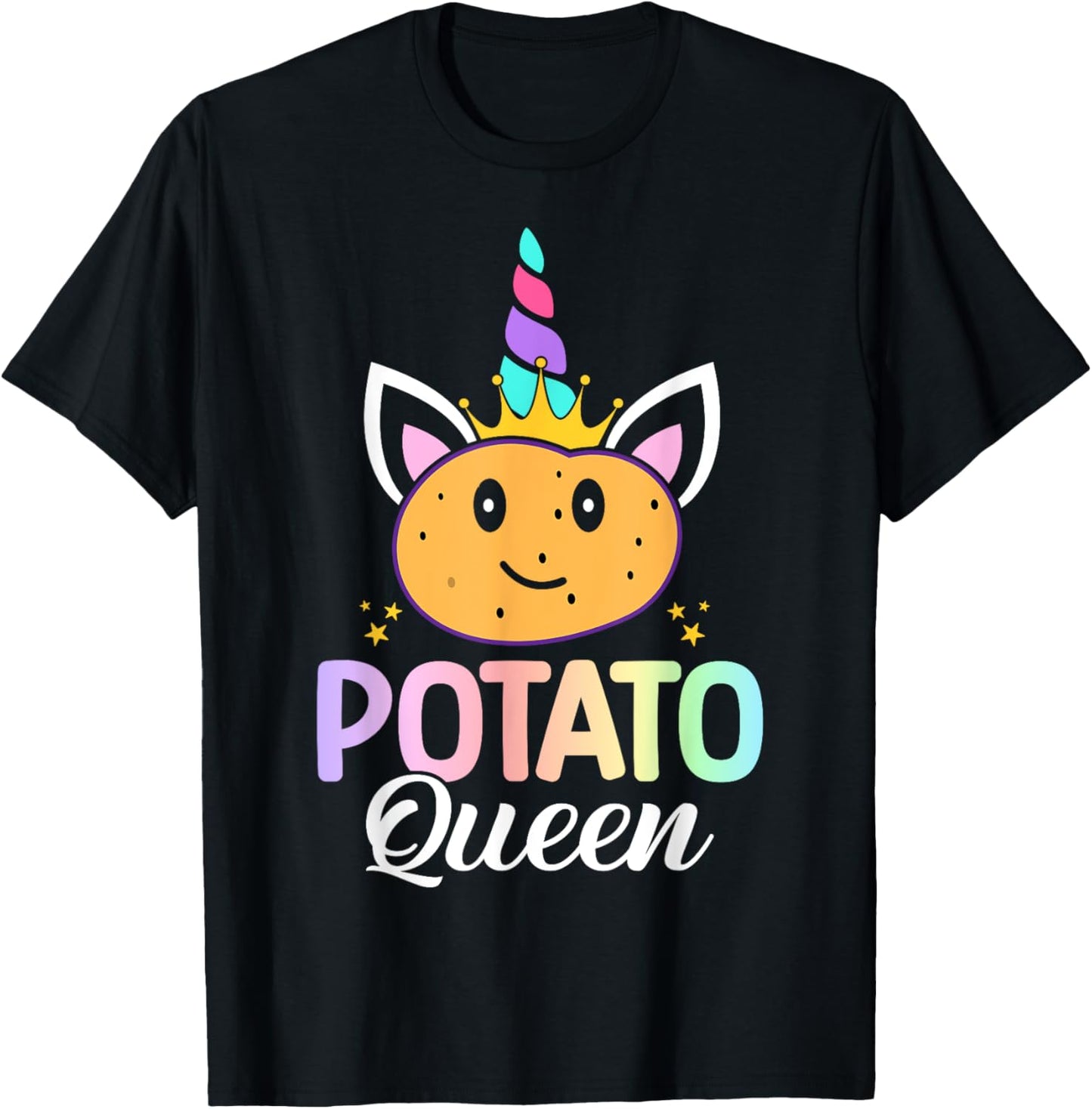 Potato Queen Female Potato Lover Girl T-Shirt - T-Shirt | Black