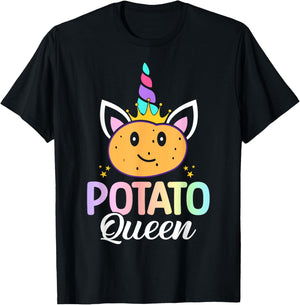 Potato Queen Female Potato Lover Girl T-Shirt - T-Shirt | Black