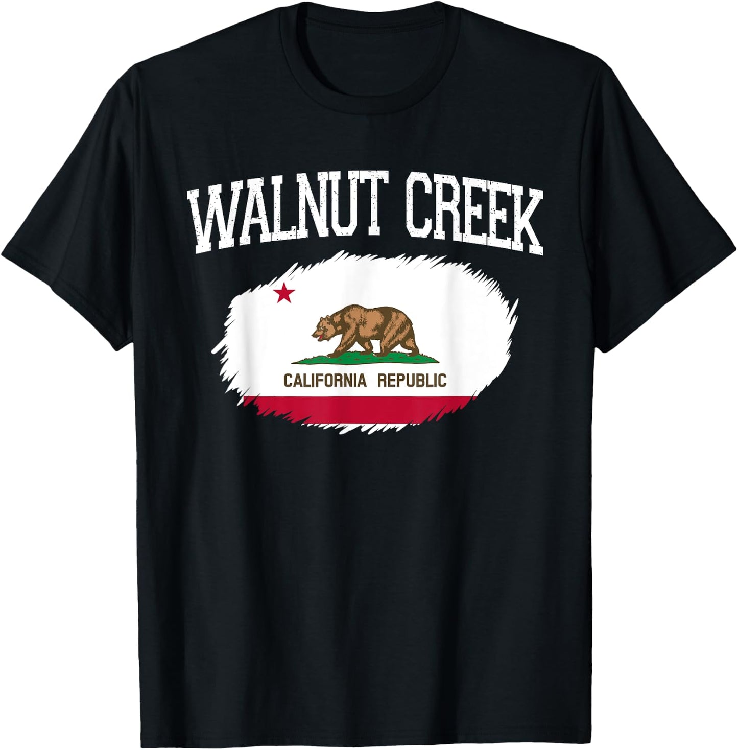WALNUT CREEK CA CALIFORNIA Flag Vintage USA Sports Men Women T-Shirt - T-Shirt | Black