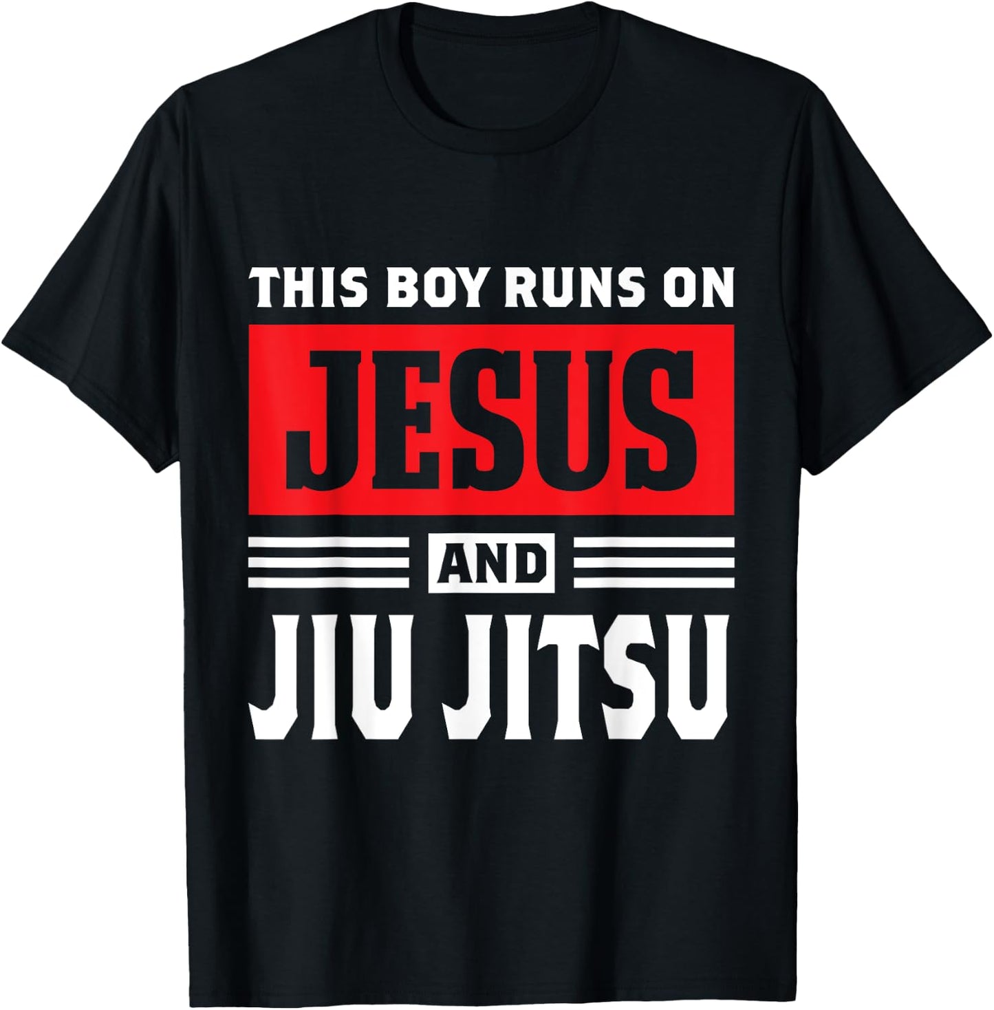 This Boy Runs On Jesus And Jiu Jitsu Christian Gift T-Shirt - T-Shirt | Black