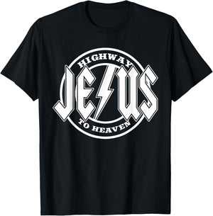 Retro Jesus Highway To Heaven Pray Catholic Faith Based Men T-Shirt - T-Shirt | Black