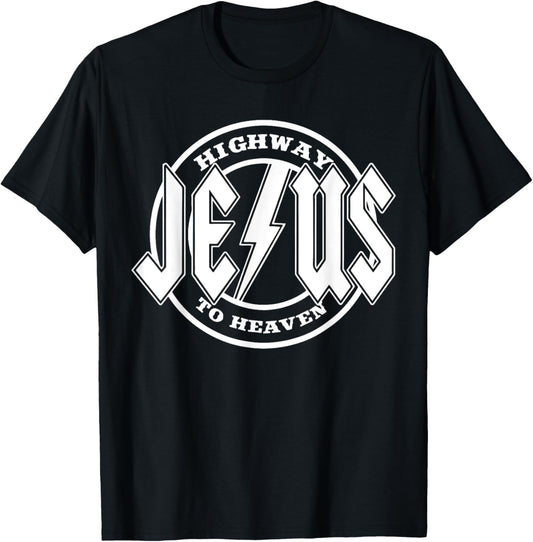 Retro Jesus Highway To Heaven Pray Catholic Faith Based Men T-Shirt - T-Shirt | Black